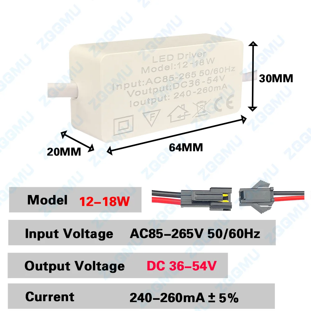 LED Driver Constant Current Wide Voltage 85-265V 1-3W 4-7W 8-12W 18-24W 25-36W Power Supply For LED Downlight Ceiling Light