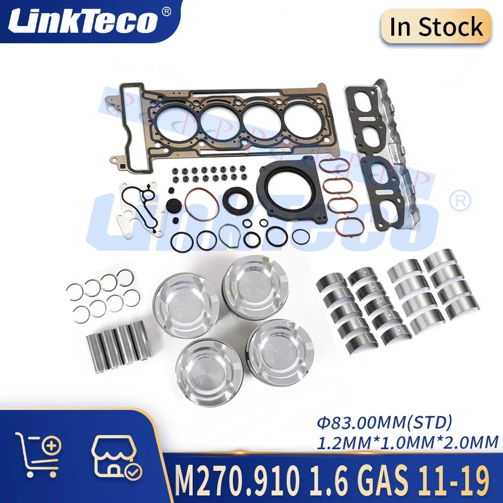 Engine Parts Cylinder Head Gasket Pistons Bearings Kit Fit 1.6 L GAS DOHC L4 M270 For Mercedes-Benz A200 B200 CLA200 2011-2019