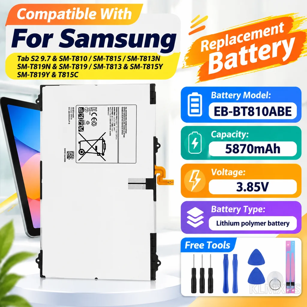 Tablet Replacement Battery EB-BT810ABE 5870mAh Li Polymer For Samsung Galaxy Tab S2 9.7 SM-T810 SM-T815 With Repair Tool Kit