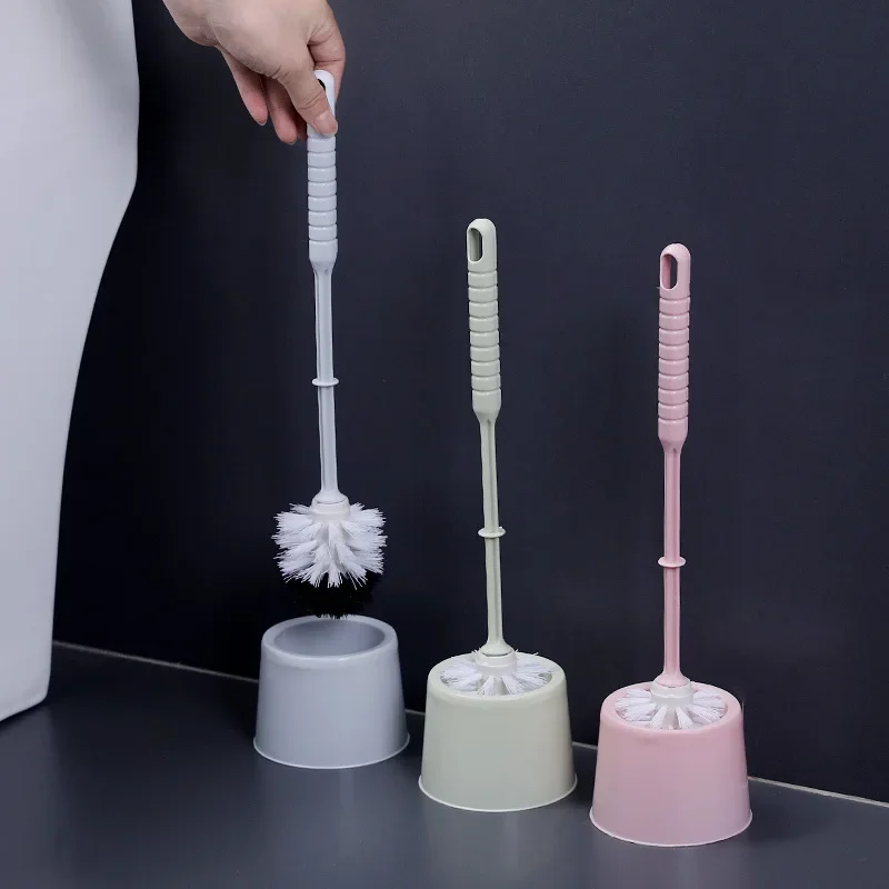 Toilet Brush with Base Wc Quick Drying Bracket Gap Brush with Holder Flat Head Soft Bristles Cleaning Tools Bathroom Accessories