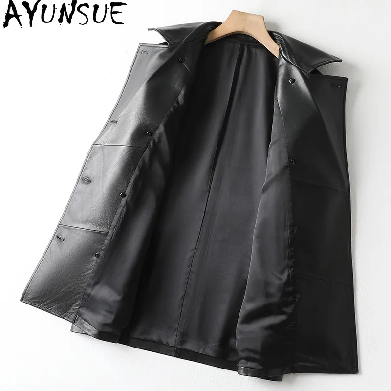 AYUNSUE Vera pelle di pecora Giacca in vera pelle Donna 2025 Trench di media lunghezza Cappotto da donna Giacche Abiti autunnali Jaqueta Couro