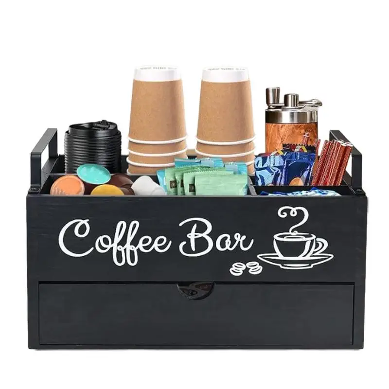 Wooden Coffee Rack Stylish Tea Shop Organizer Cup Holder Lid Holder Beverage Station Accessory Modern Design