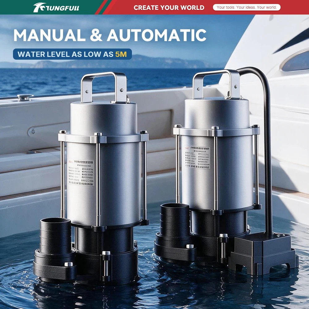 370W Bottom Suction Submersible Pump 6m Cable Automatic Low Suction Water Pump for Factory Workshop Ceiling Drainage