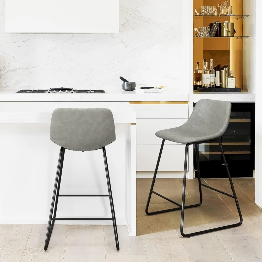 ชุดเก้าอี้สตูล4, 24 "ALX หนังสังเคราะห์ barstools ทันสมัยเคาน์เตอร์สูงที่มีหลังและขาโลหะ