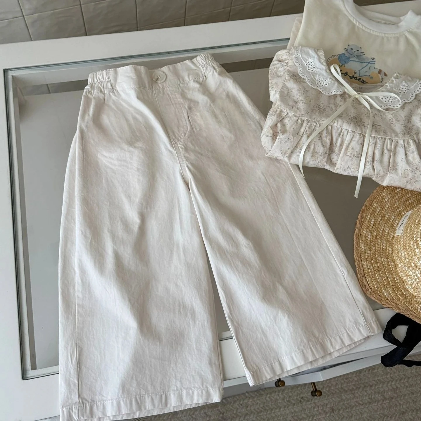 

Girls Pants 2026 Spring and Summer New Childrens Clothing Korean Girl Baby Sweet and Lovely All Kinds of Casual Wide-leg Pants