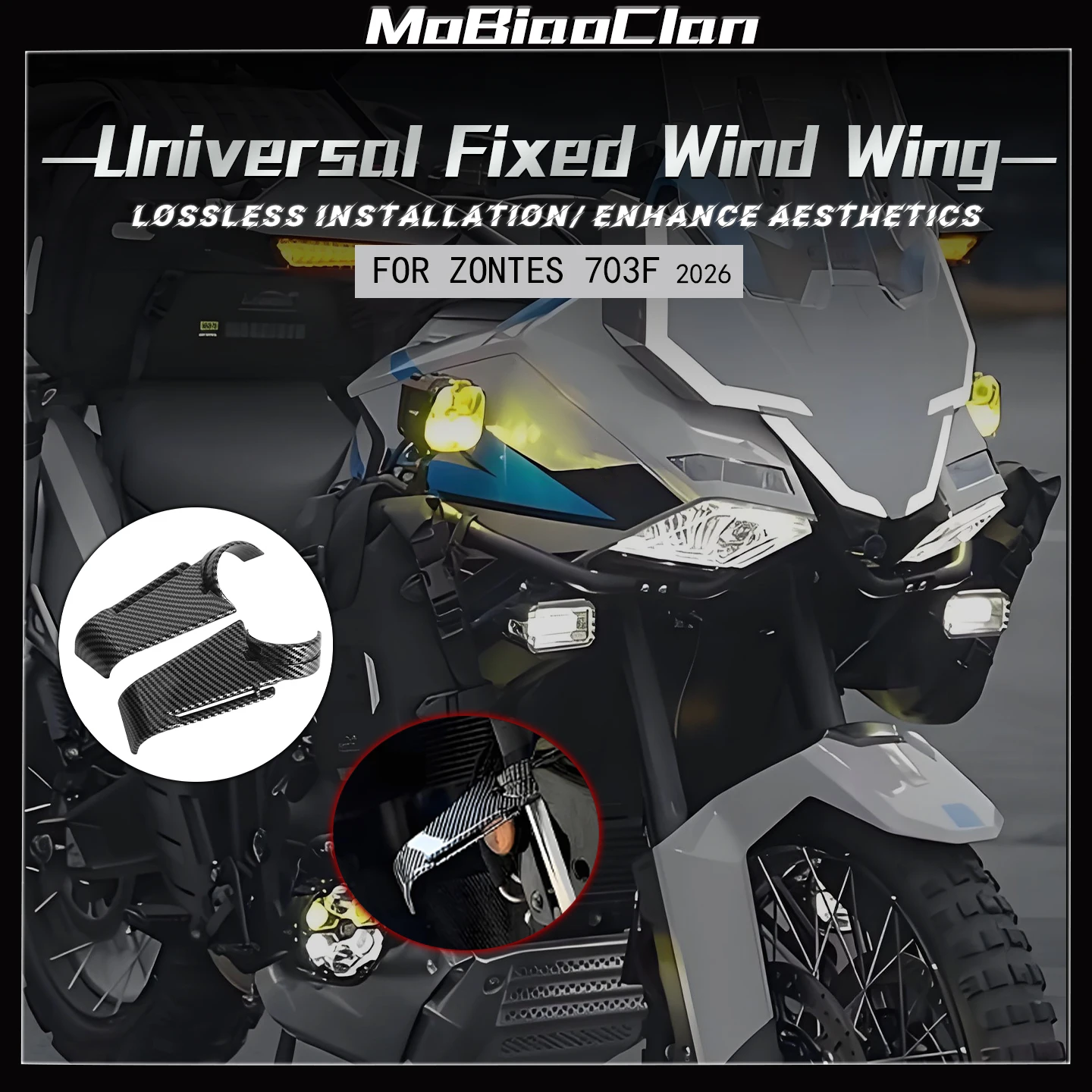 

Для ZONTES 703F 703f 2026 поглощающее отверстие с фиксированным крылом, боковая направляющая крыла, детали мотоцикла, универсальное фиксированное крыло ﻿ спойлер