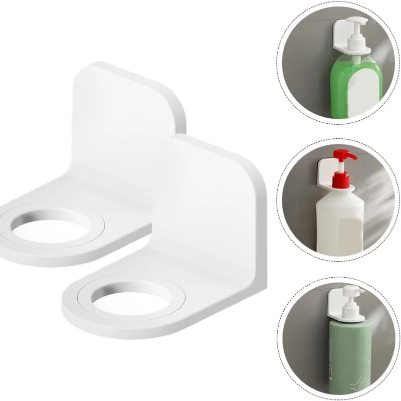 Adjustable Dispenser Bottle Holder Wall Mounted Adhesive Shampoo Lotion Hand Soap Bottle Hanger Bathroom Storage Rack