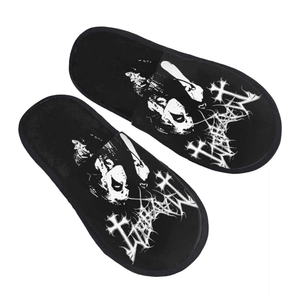 Winter Home Cotton Slippers Norway Black Metal Band Mayhem Euronymous Accessories Household Fur Slippers Bedroom Non-skid Slides