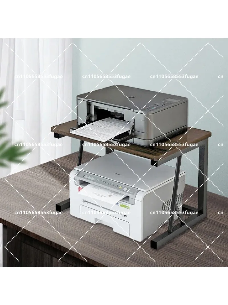 Desktop Double Layer Printer Stand with Multi-Functional Storage Shelf for Office Organization