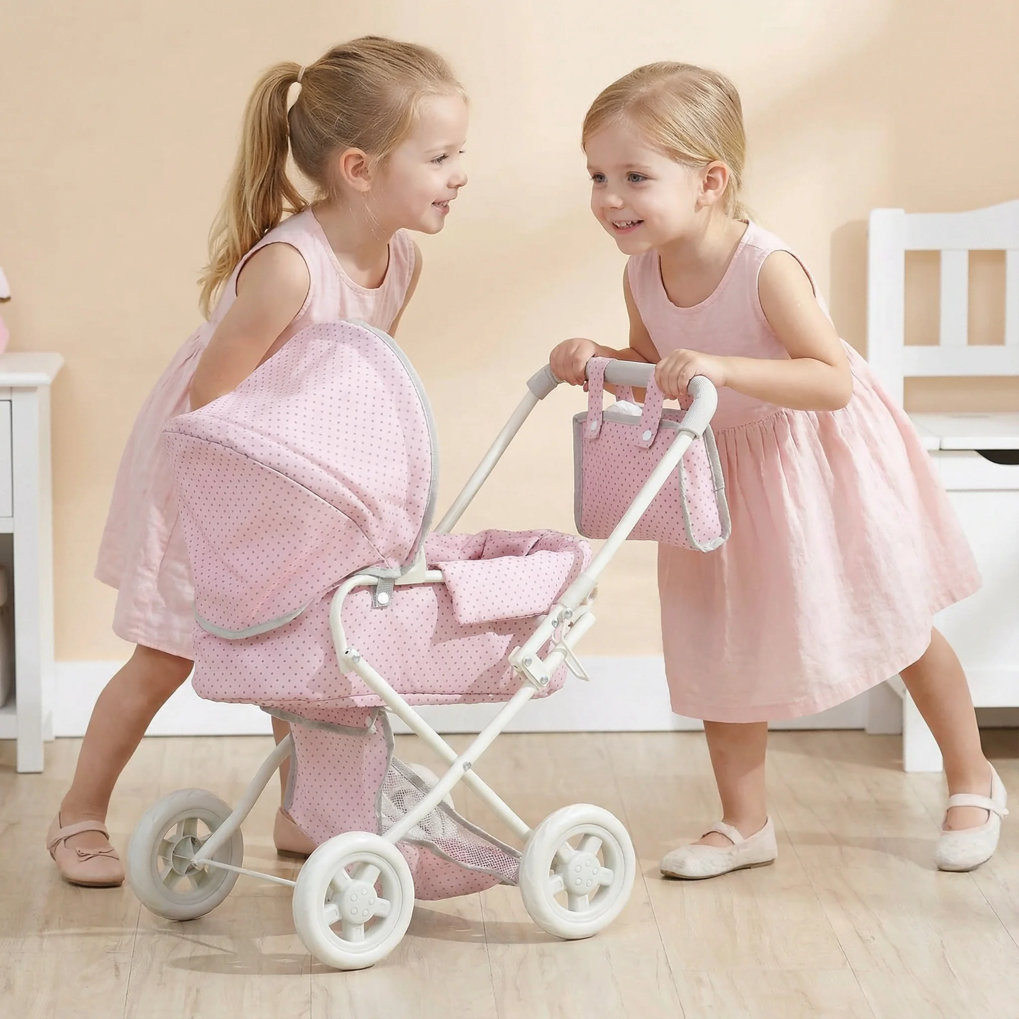 

Коляска для кукол NPK Reborn, большая, для кукол 14-24 дюймов, со съемной люлькой-корзиной, подходит для детей от 3 лет