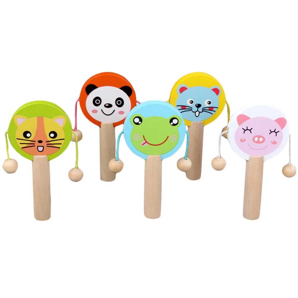 5 قطعة خشخيشة خشبية الكرتون تصميم المحمولة الطفل تهز أداة العملي على القدرة زراعة اللعب التفاعلي هدية