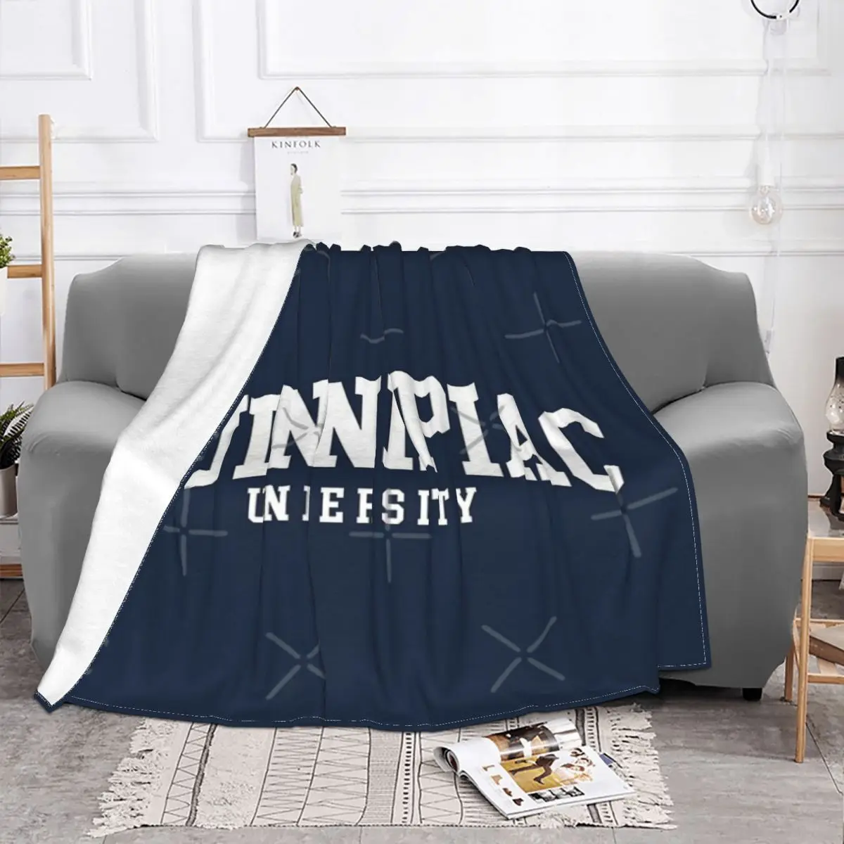 Quinnipac - College Font Curved Home Blanket Throw Blanket Custom Blanket Personalized Throw Blanket