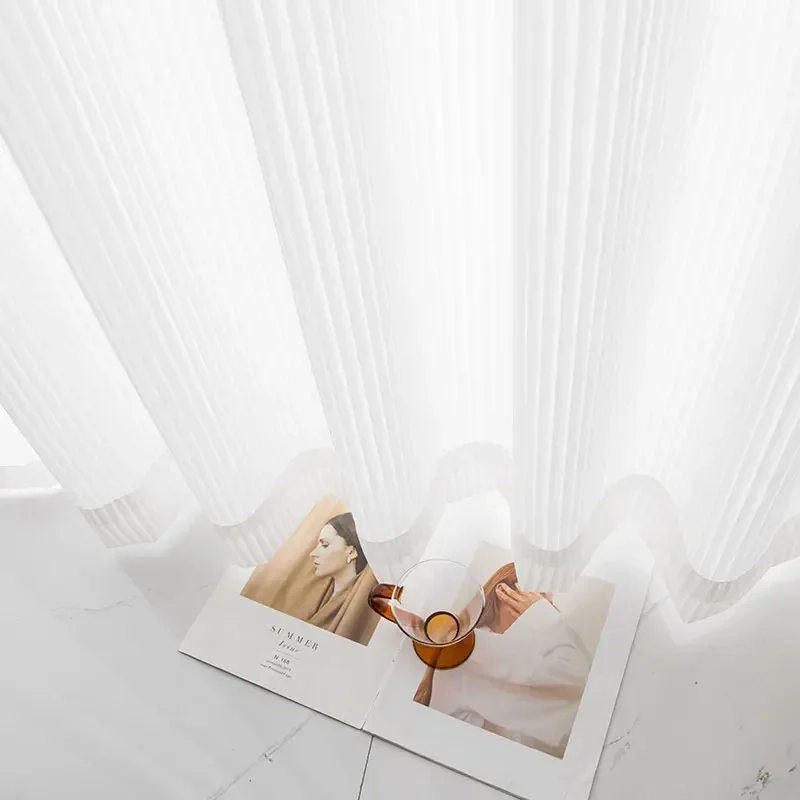 

Chiffon Vertical Stripe Shutter Screen Partition Floating Window Living Room Balcony Sunscreen and Heat Insulation White Yarn