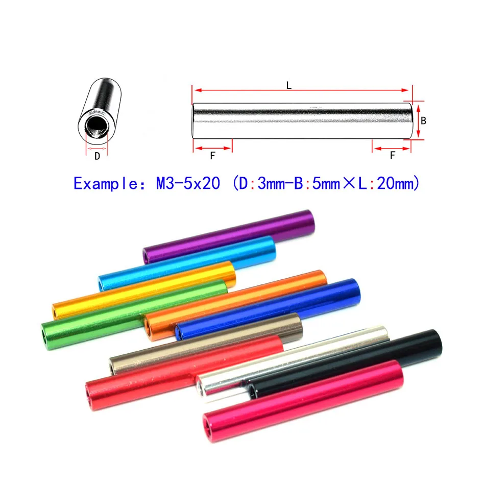 M3-5x Smooth CNC Machined Round 6061 Aluminum Female Thread Standoff Long Nut Support Tube for FPV 4-Axis Drone HHX