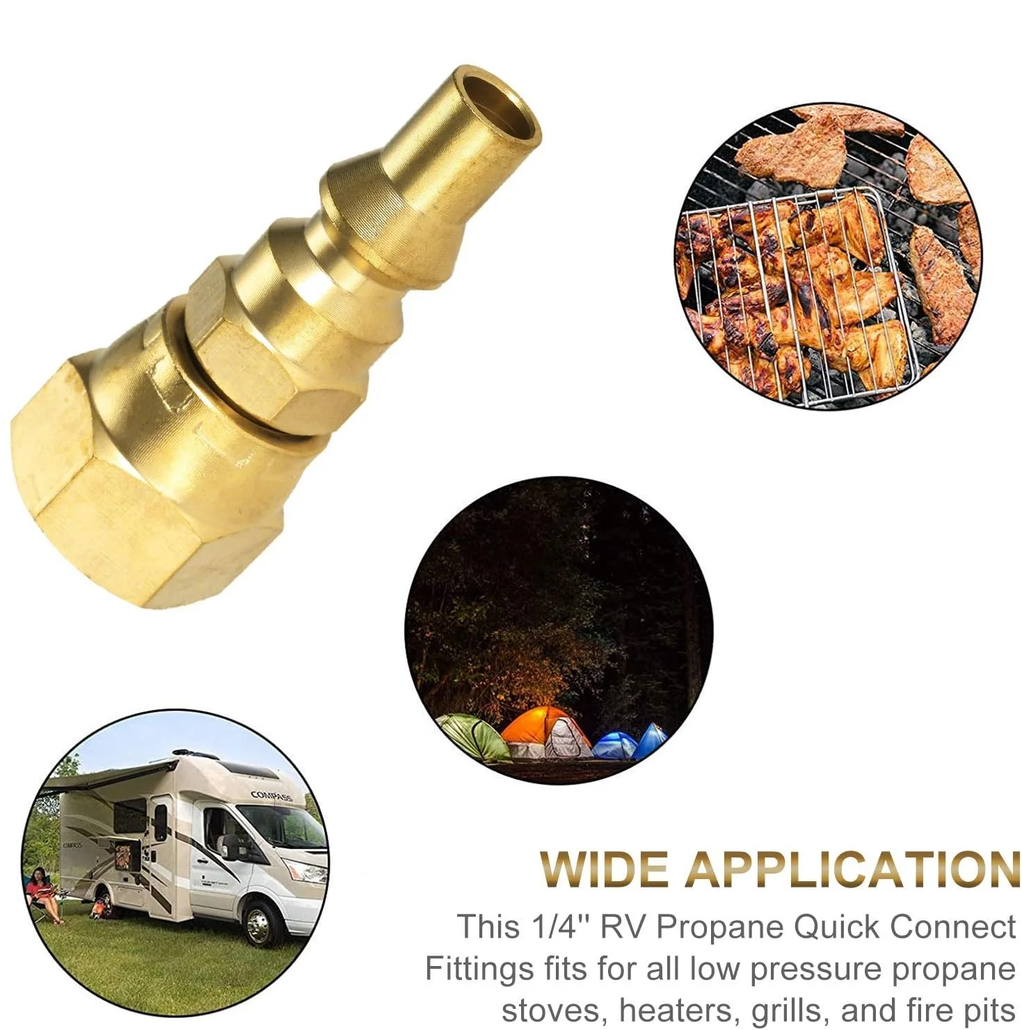 1pc Propane RV Quick-Connector Gas BBQ Grill Heater Brass 1/4