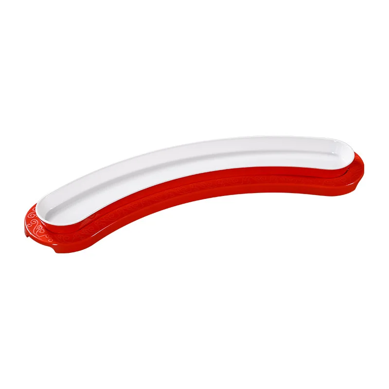 

Yjq Chinese hotel creative long eel plate melamine large curved seafood fish plate tableware commercial