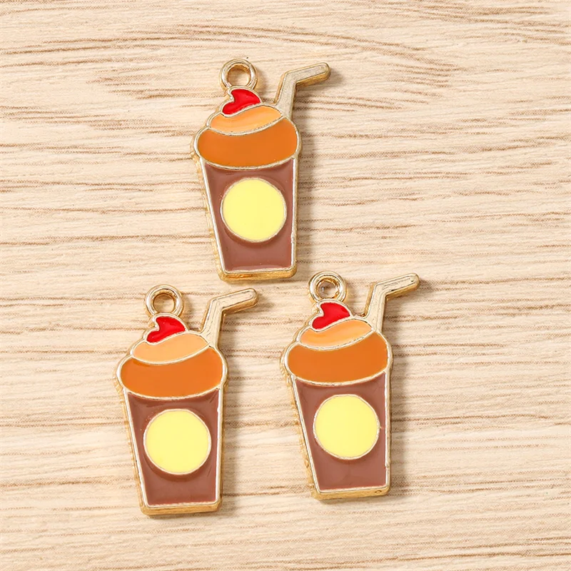 

Tusember 10pcs 13*21mm Cute Juice Pendants Enamel Drinking Bubble Tea Charms for Drop Earrings Bracelet Necklace Jewelry Making
