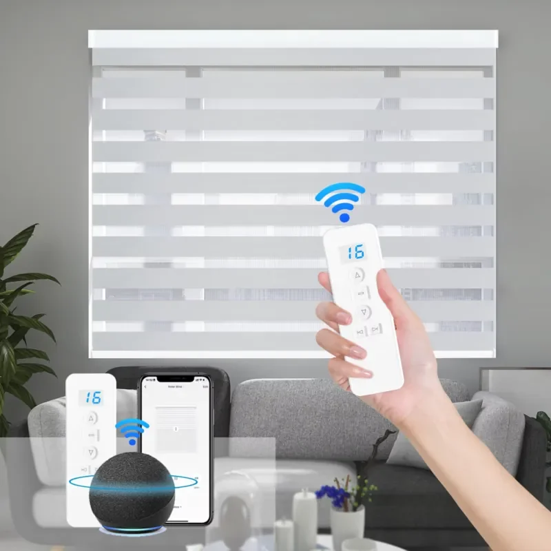 Remote Control Day Night Electric Drive Modern Smart Home Improvement Blackout Motorized Plain Shades Blinds for Window
