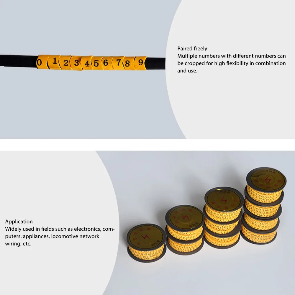 10pcs PVC Material Cable Identification Markers Clear Markings Concave Number Design Wire Number Tubes Non Slip PVC Wire Markers