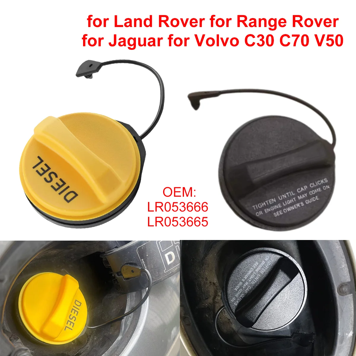 LR053666 LR053665 for Land Rover Discovery LR3 LR4 Defender Range Rover for Jaguar for Volvo Car Fuel Tank Filler Cap