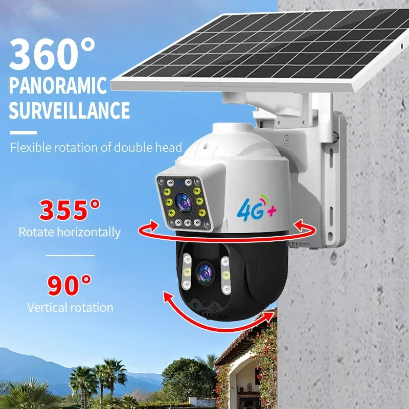 V360PRO 3MP HD 4G Dual lens Motion Detect Auto Tracking Solar PTZ Sim Card 10000mah Low-Power Battery Network Camera