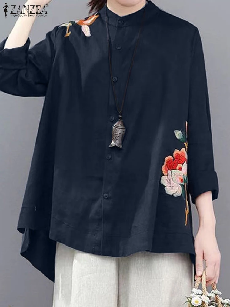 2024 ZANZEA Vintage Long Sleeve Embroidery Floral Shirt Women Spring Blouse Bohemian Party Tops Tunic Loose Holiday Blusas Mujer