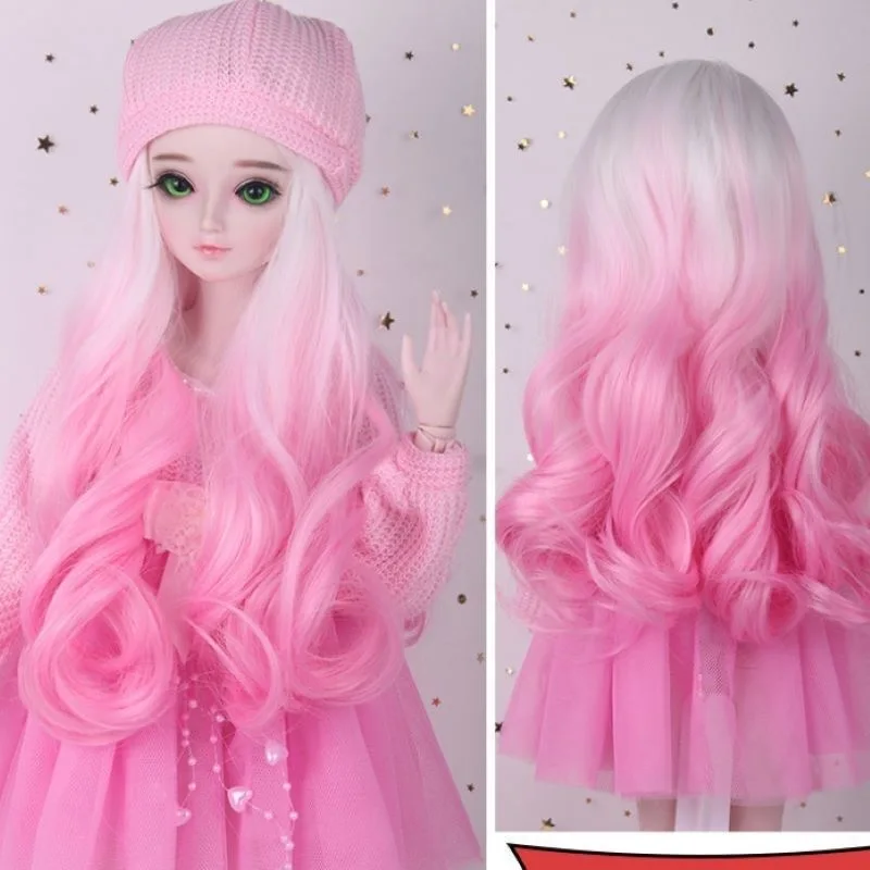 Fashion 1/3 BJD Wig, Fit Doll Head Circumference 22-24CM, Pink Gradient  Curls Free Shipping