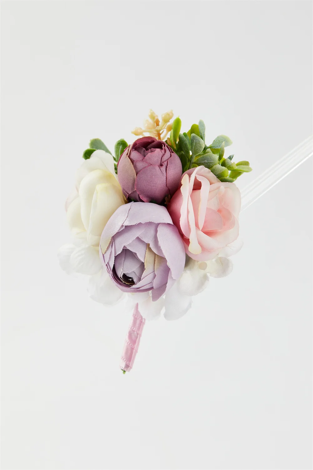 YO CHO Hochzeits-Corsagen, Blumen-Boutonniere für den Bräutigam, lila Seidenrosen-Broschen für Herren, Hochzeits-Brautjungfern-Armband, Handgelenk-Corsage-Blume – Detail 12