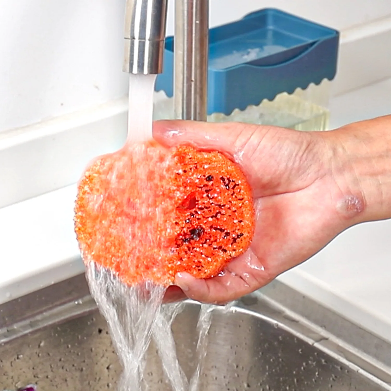 3PCS Halloween Cleaning Sponges Pumpkin Temperature Sensitive Non Scratch Household Cleaning Sponges for Dish Pots and Pans