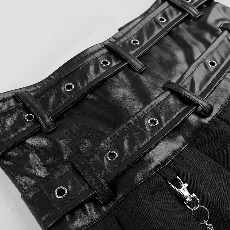 Jupe Vintage Punk gothique en cuir pour hommes, jupe plissée avec ceinture, guerrier romain, Cosplay