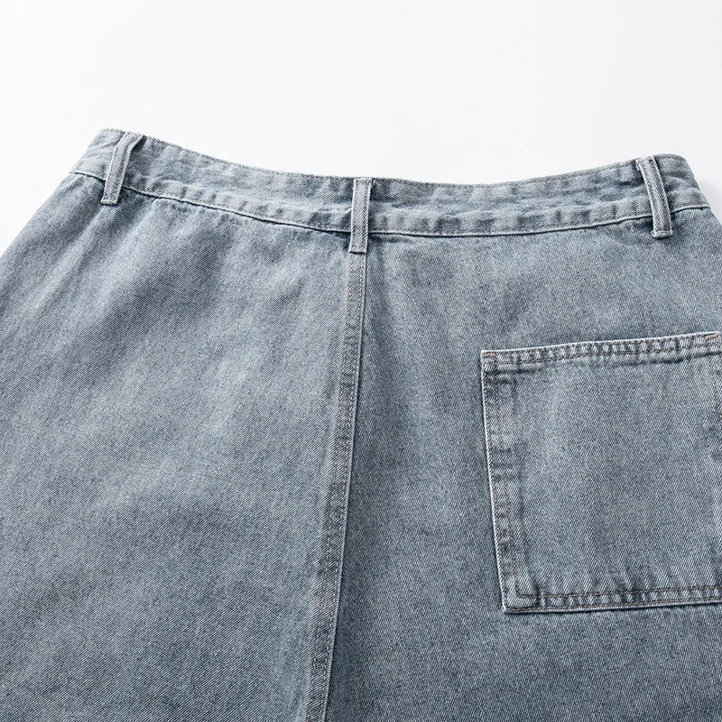 Pantaloncini di jeans estivi retrò minimalisti pantaloncini di jeans larghi casual neri retrò da uomo pantaloni a cinque quarti in denim con abbottonatura di bottoni di base