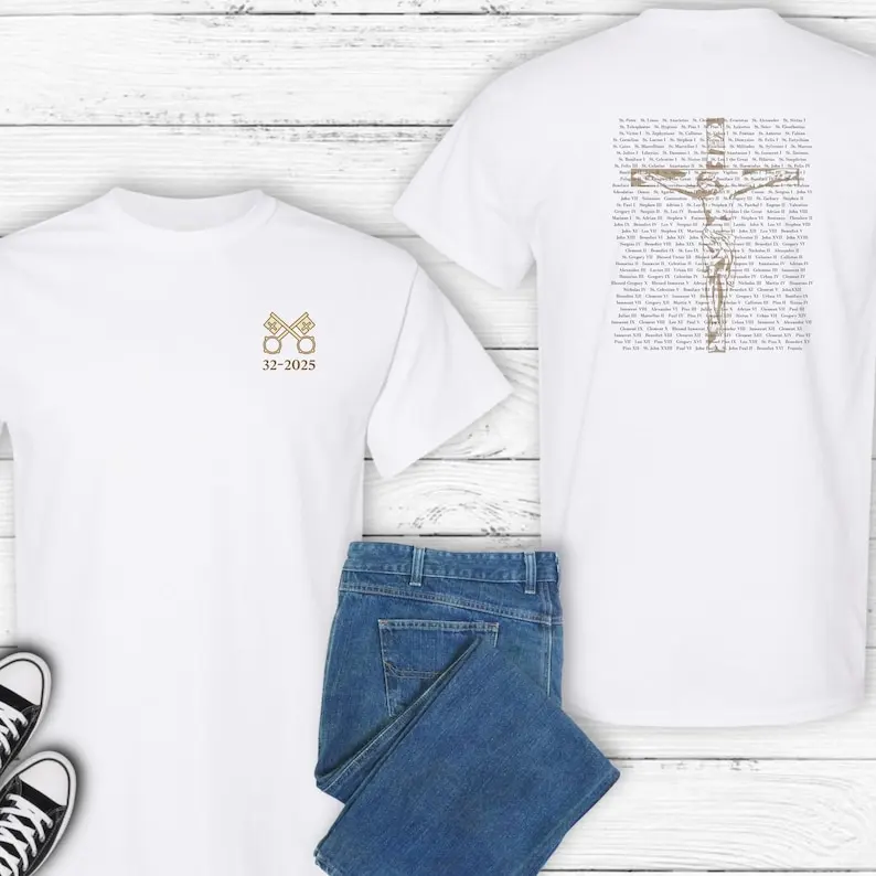 Catholic T-Shirt Cotton Short Sleeve Summer Casual Pope Francis Vatican Religious Tee Papal History All Popes Graphic Apparel