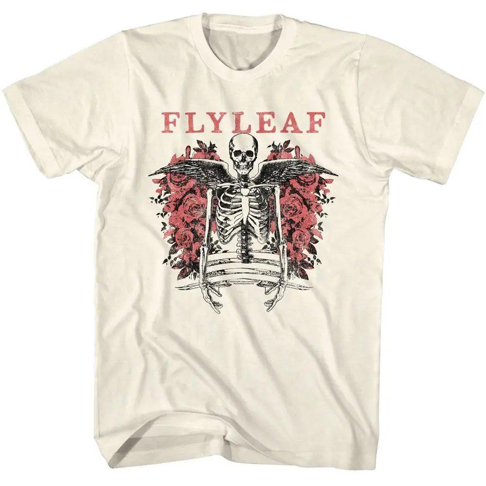 Flyleaf Winged Skeleton Natural Adult T Shirt