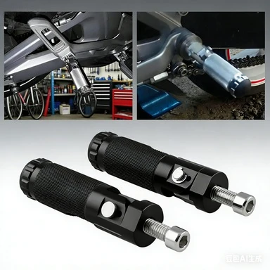 

2pcs Black Silver CNC Aluminum Universal Motorcycle Folding Footrests Footpegs Rear Pedals Set For Motor Bike