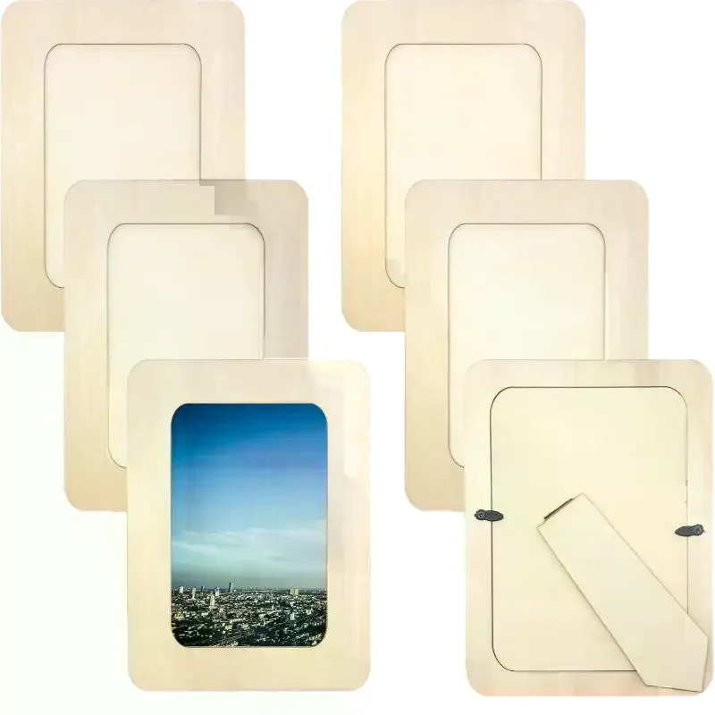 Wooden Picture Frames, DIY Handmade Contemporary Style, Tabletop Display, Perfect For Family Memories And Home Decor