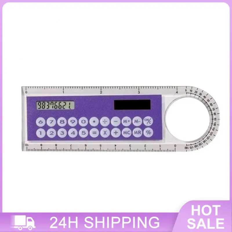 مسطرة صغيرة مستقيمة رفيعة للغاية مع آلة حاسبة شمسية ، آلة حاسبة متعددة الوظائف ، مستلزمات مكتبية مدرسية ، ملونة ، جديدة ، 10 *
