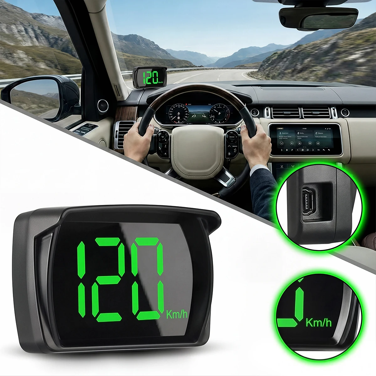 Universal Car HUD Head Up Display GPS Hud Digital Speedometer Big Font Speed Meter KMH for All Truck USB Plug and Play Auto Part