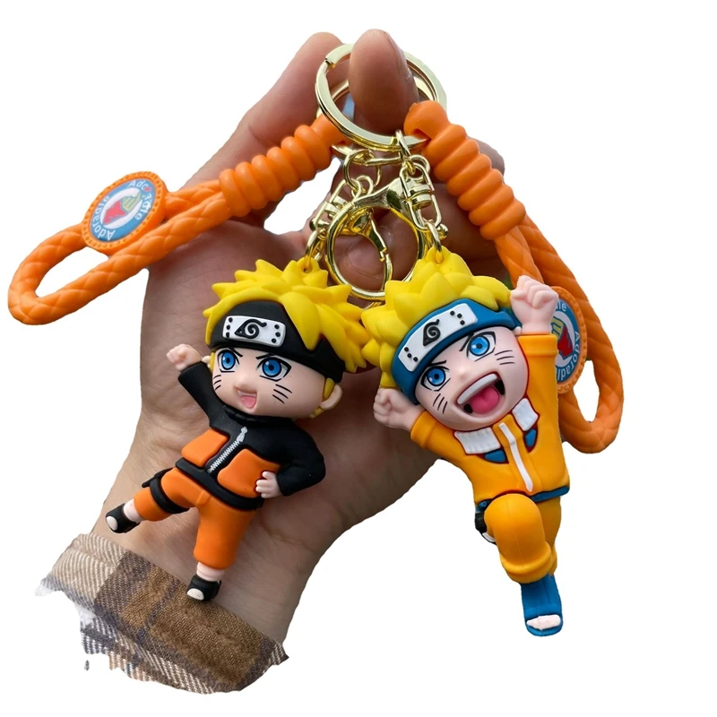 Cartoon Narutos Uzumaki Boruto Silicone Pendant Keychain for Men Women Uchiha Itachi Rubber Key Ring Anime Fans Car Bag Jewelry