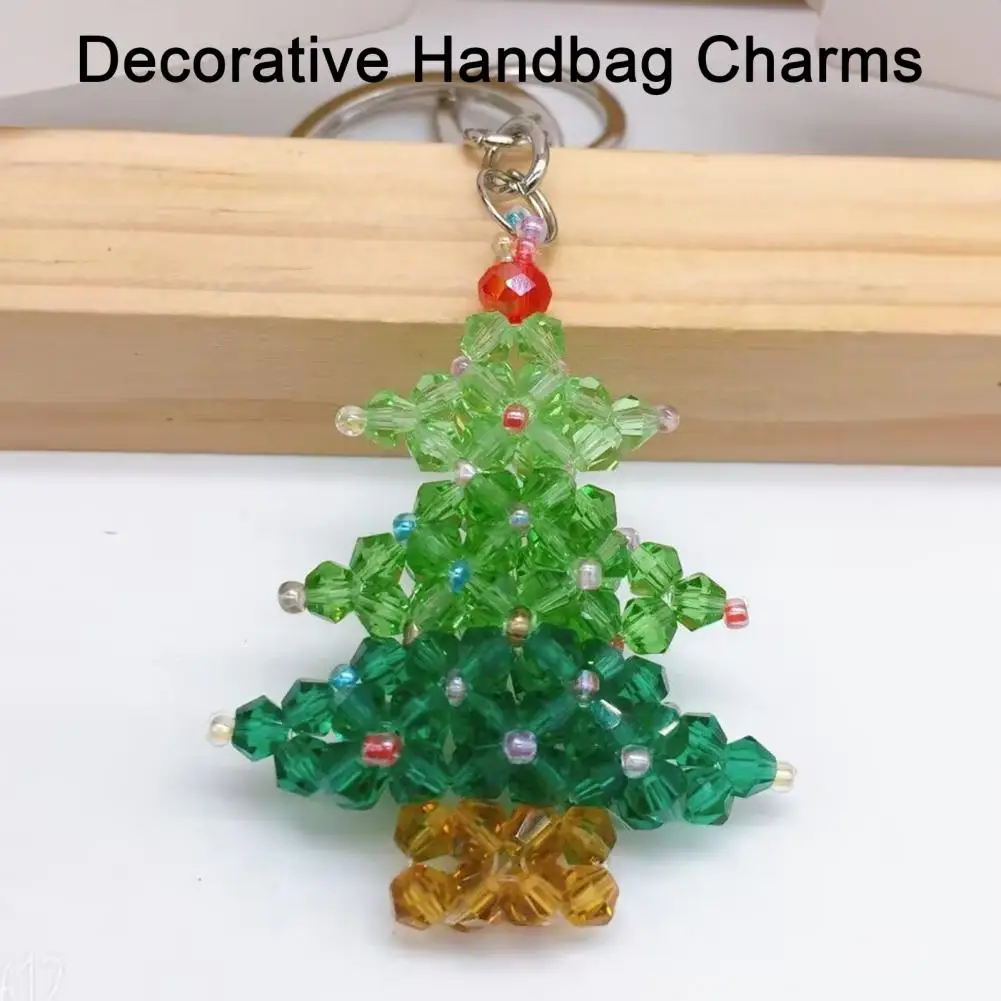 Handmade Backpack Accessories Handmade Christmas Beaded Keychain Xmas Tree Wreath Ornament Gift Box Bell Charm Santa for Party