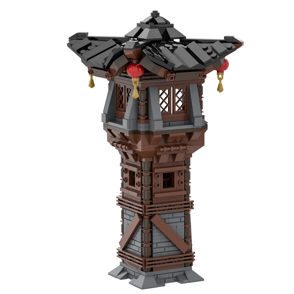 MOC Asian Watchtower Model Building Blocks Military Watchtower Chinese Style Tower Architecture Brick Toy Adult Gift