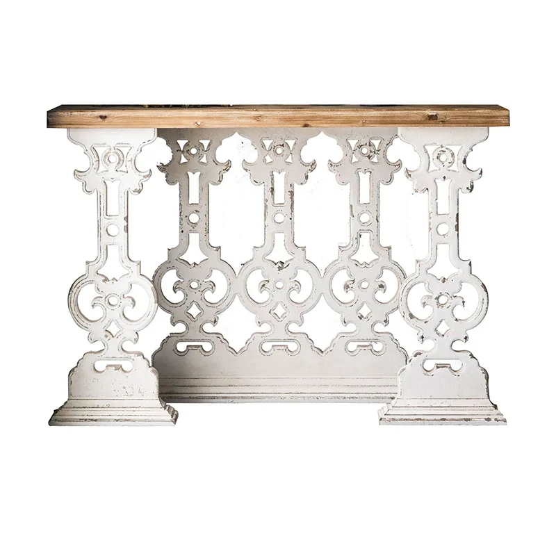 

French light luxury entrance table wedding photography decoration case, living room table cafe retro old storage table