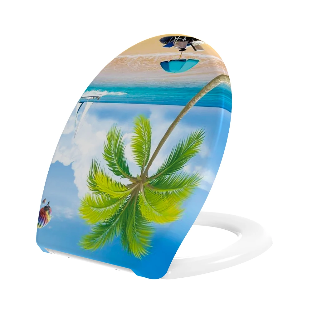 Premium Decorative Pattern Soft Close Urea Toilet Seat Lid Cover
