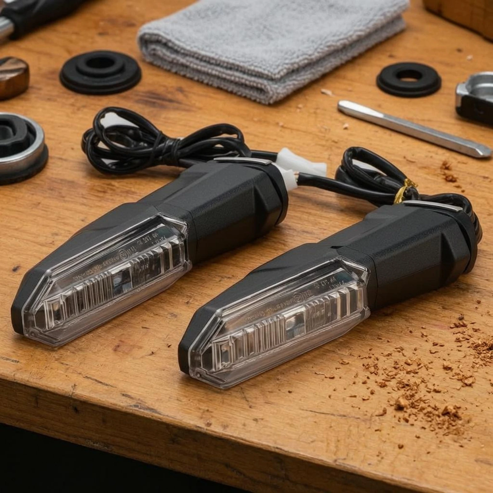 LED Turn Indicator Light Angular Motorcycle Turn Indicator Black LED Indicator Light Wired Connector Vehicle Accessory Super