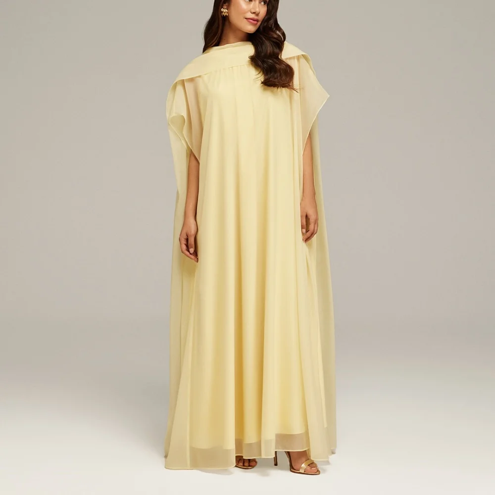 

Chiffon Evening Dresses for Women Elegant High Neck Gown Floor-length Formal Cocktail Prom Gowns فساتين سهرة Vestidos De Gala