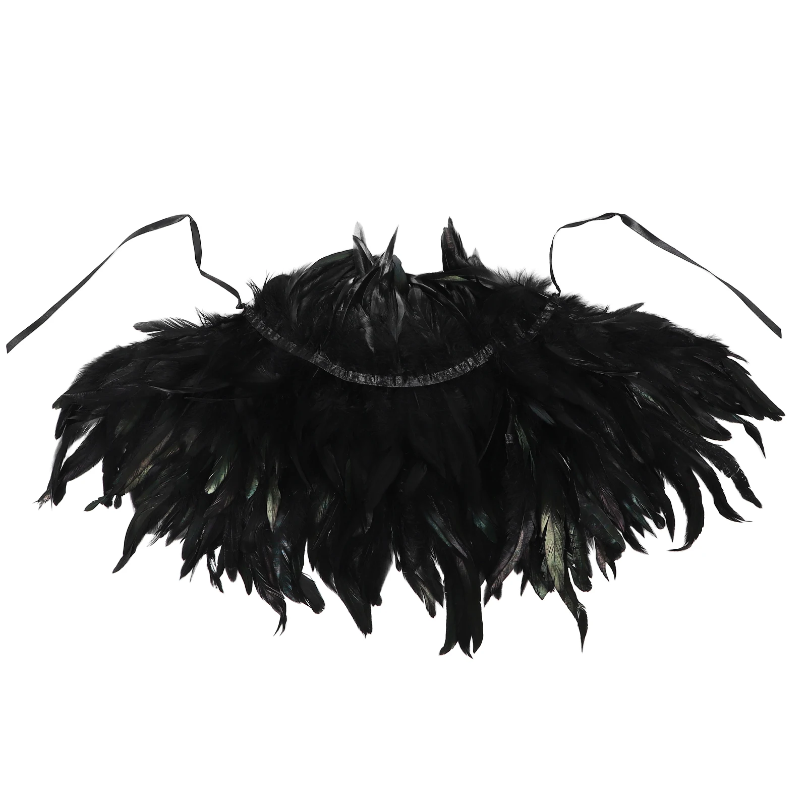 

Feathered Cape: Women Rooster Plume Shawl WrapCostume Accessory Faux Collar For Halloween Cosplay PartyEvening Dress Scarf Decor