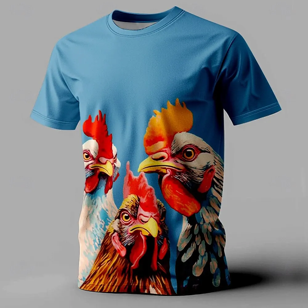 Funny Chicken 3d Print T-Shirt Men Short Sleeve Tops Summer Fashion Casual Oversized T-Shirt For Men Streetwear tee shirts 2024