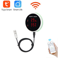 Tuya Zigbee/WIFI Temperature and Humidity Sensor with External Cable 1m/3m App Remote Monitoring Thermometer Thermostat