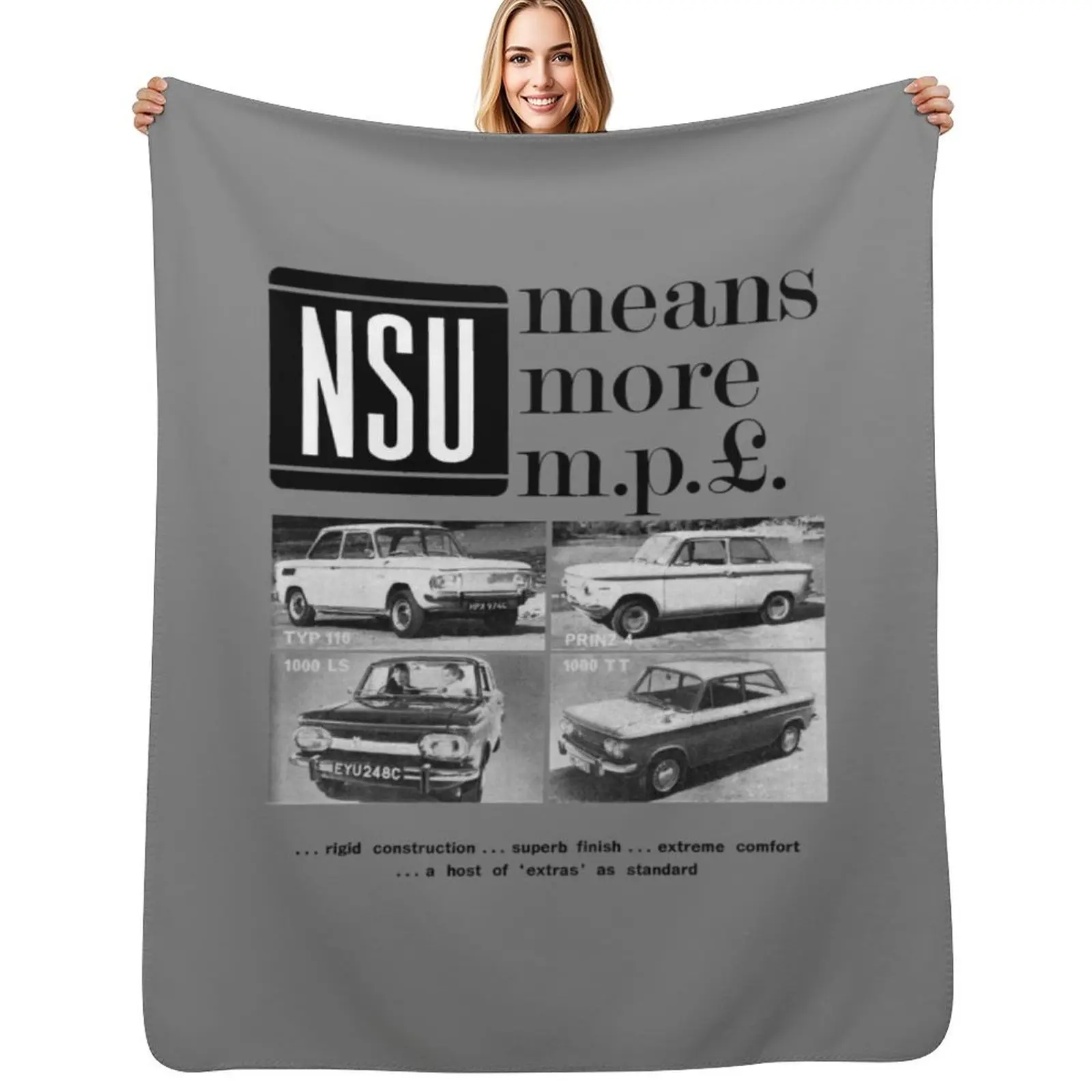 NSU PRINZ Manta suave y peluda para dormitorio y sala de estar