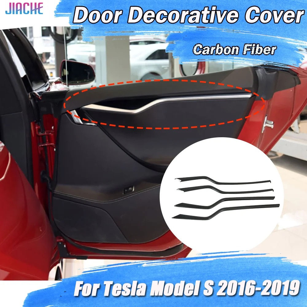

Carbon Fiber Car Interior Trim Door Decorative Cover Stickers for Tesla Model S 2016-2019 8PCS/Set Car Decoration