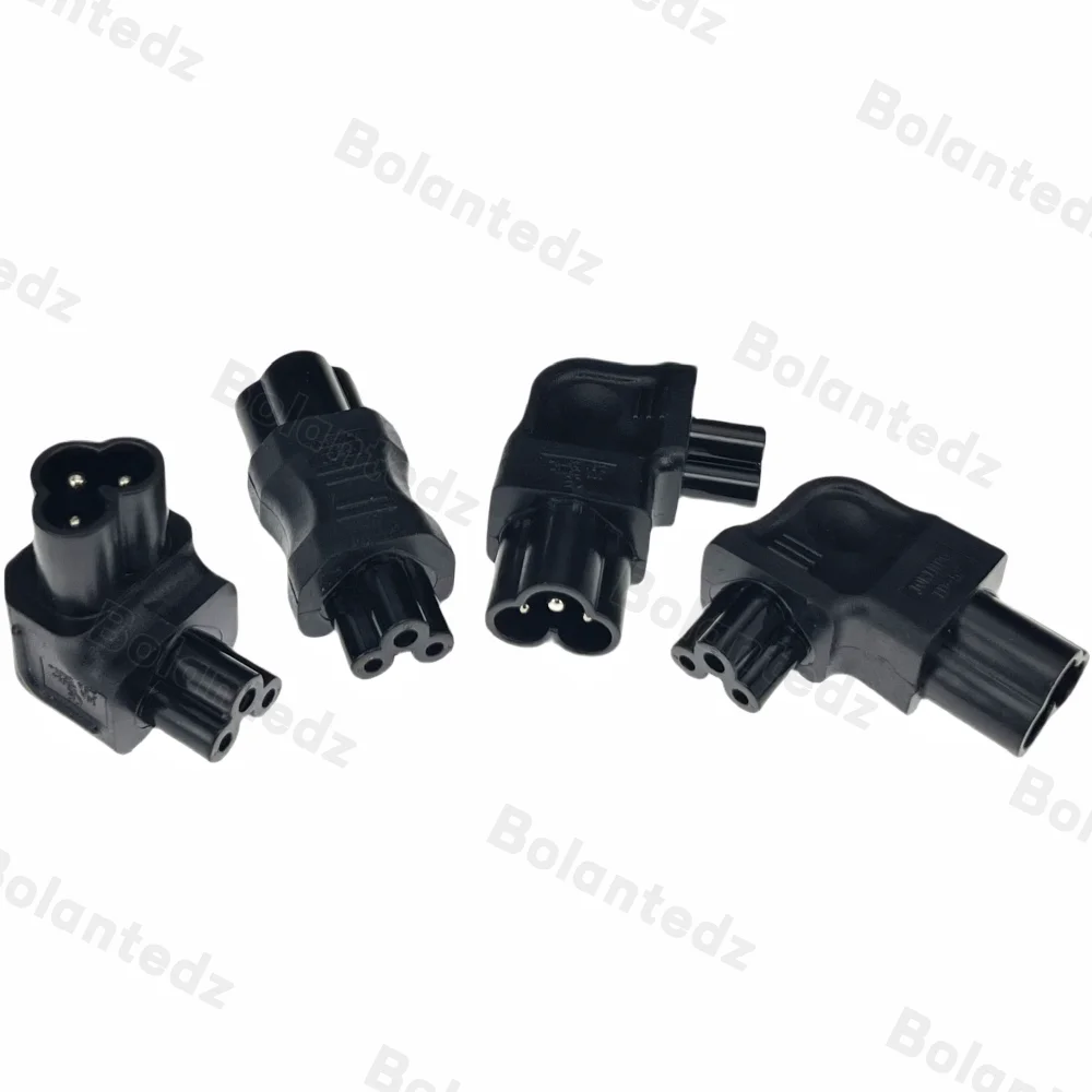 1Pcs IEC320 C5 TO C6 Extension Power Adapter C6 TO C5 Clover Shape 3 Pin Male To Female Right Angle Side Bend Power Connector